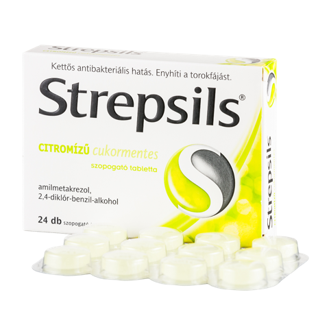 Strepsils citromízű cukormentes szopogató tabletta 24x